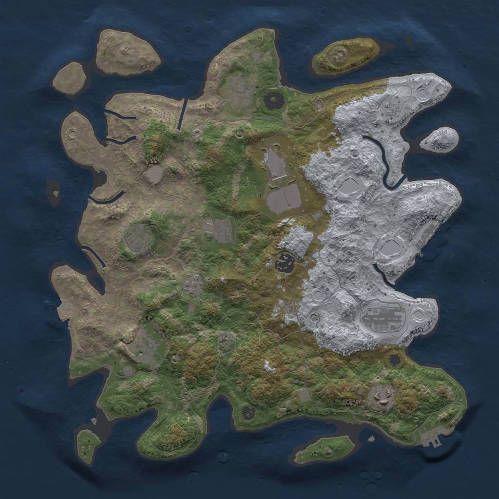 Rust Map: Procedural Map, Size: 3800, Seed: 39741270, 17 Monuments