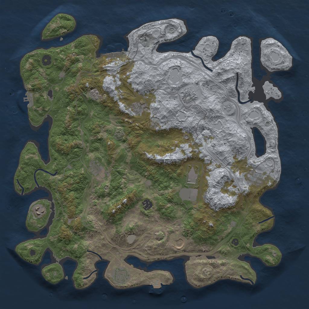 Rust Map: Procedural Map, Size: 4500, Seed: 1485953835, 18 Monuments