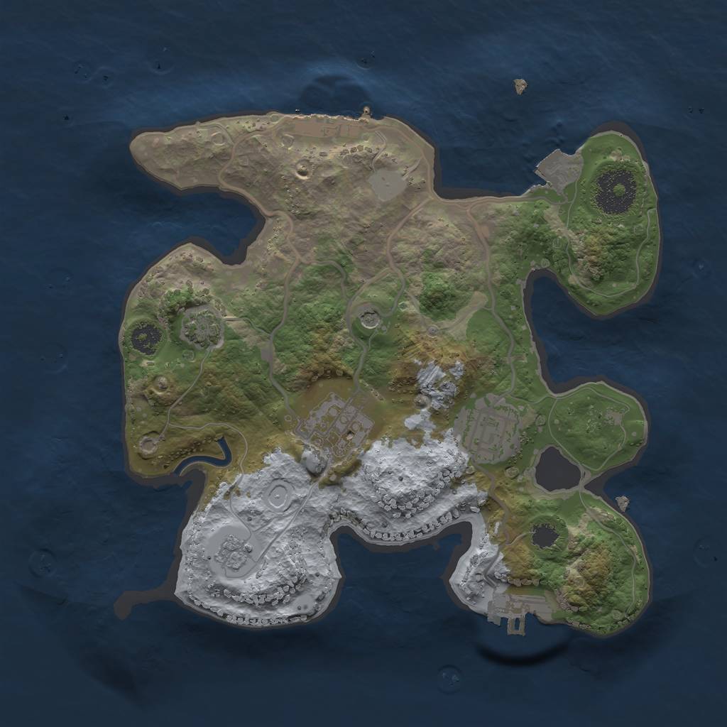Rust Map: Procedural Map, Size: 2500, Seed: 1893117533, 10 Monuments