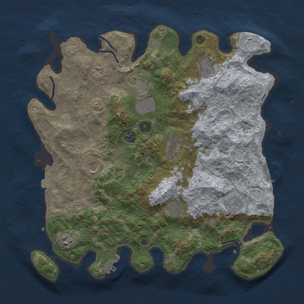 Rust Map: Procedural Map, Size: 4000, Seed: 1962, 18 Monuments