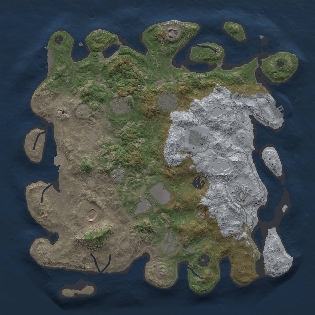 Rust Map: Procedural Map, Size: 3850, Seed: 9865820, 18 Monuments