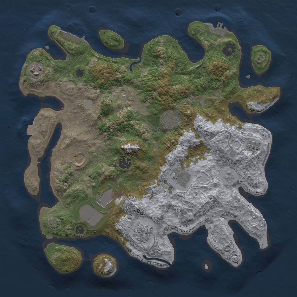 Rust Map: Procedural Map, Size: 3500, Seed: 611886129, 16 Monuments