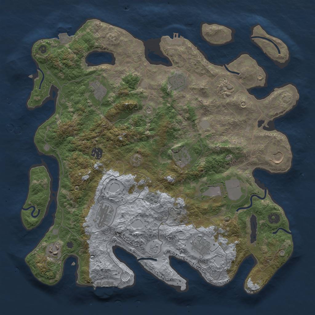 Rust Map: Procedural Map, Size: 4000, Seed: 724704008, 19 Monuments