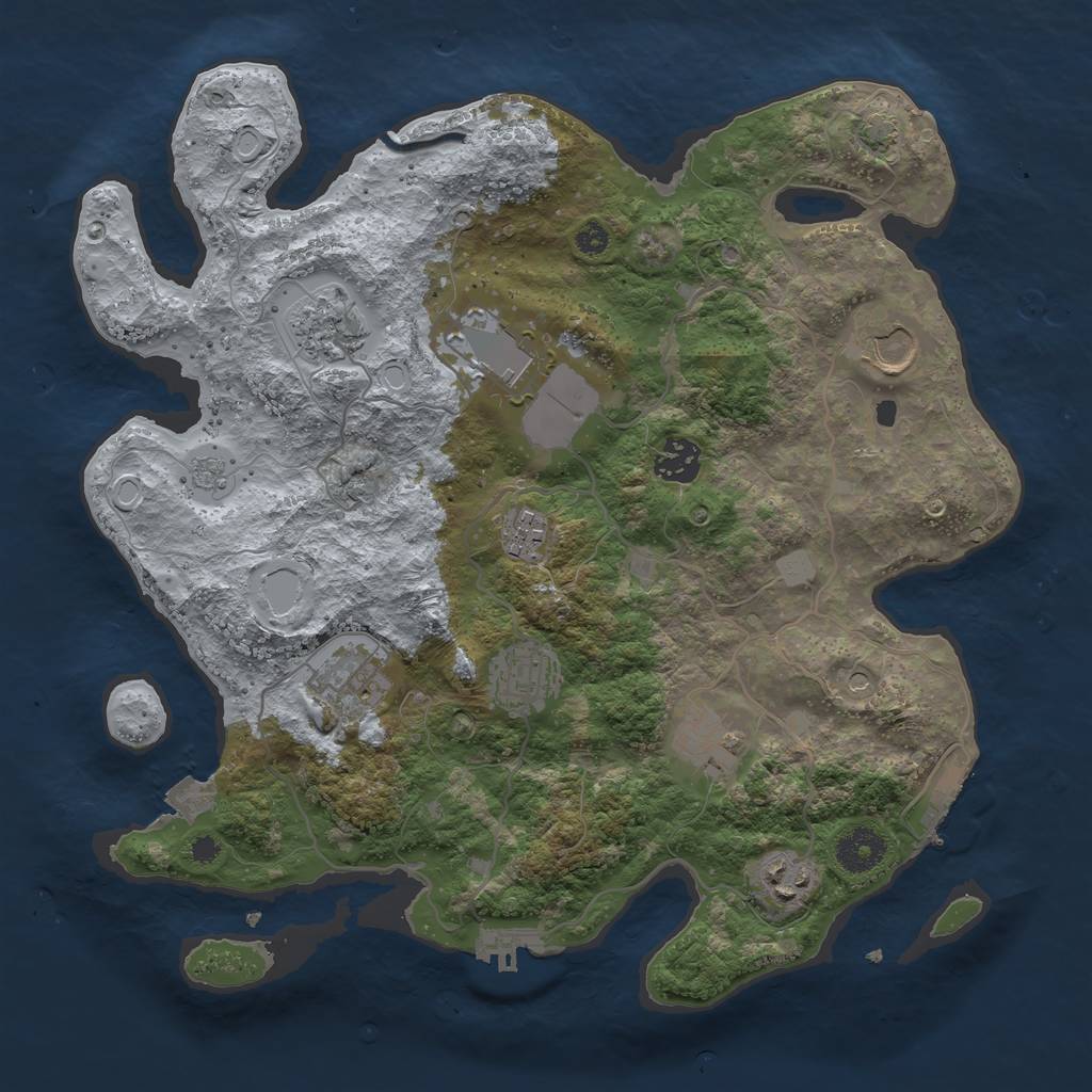 Rust Map: Procedural Map, Size: 3500, Seed: 105353291, 17 Monuments