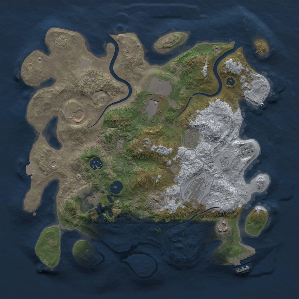 Rust Map: Procedural Map, Size: 3500, Seed: 1642479006, 13 Monuments