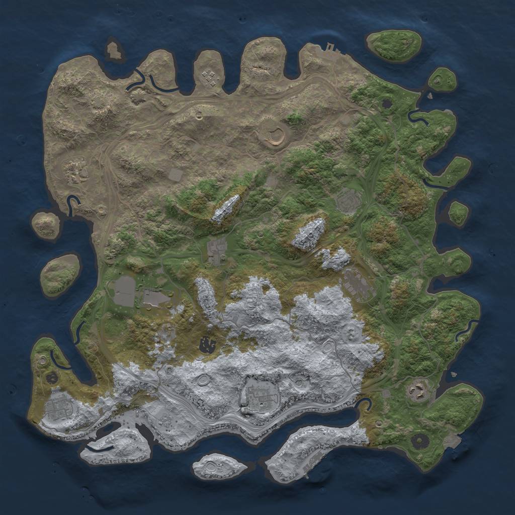 Rust Map: Procedural Map, Size: 4500, Seed: 951822769, 19 Monuments