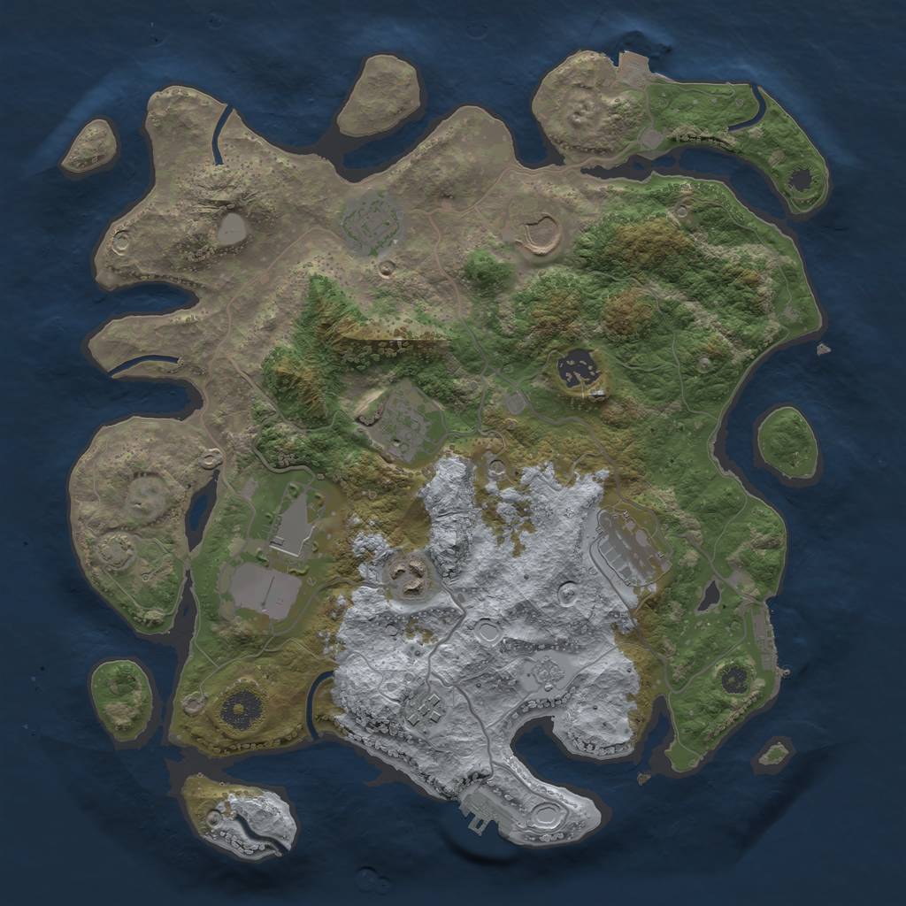 Rust Map: Procedural Map, Size: 3500, Seed: 1987944419, 16 Monuments
