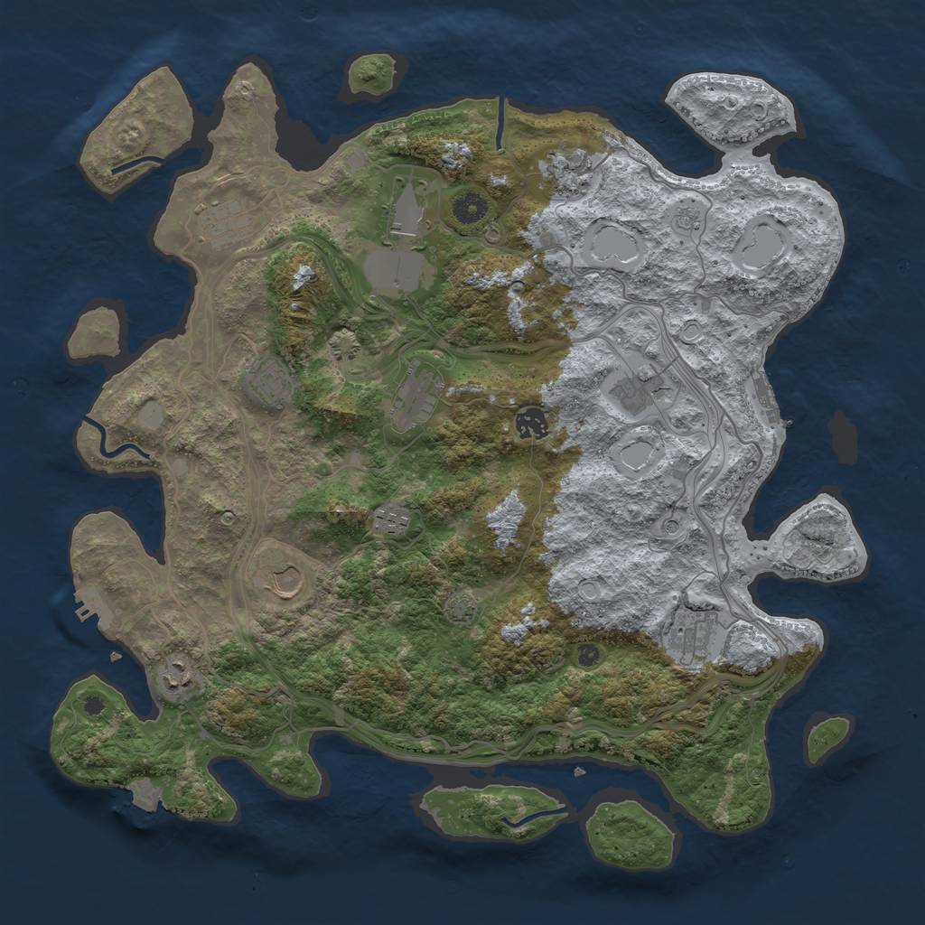 Rust Map: Procedural Map, Size: 4250, Seed: 1368222372, 19 Monuments