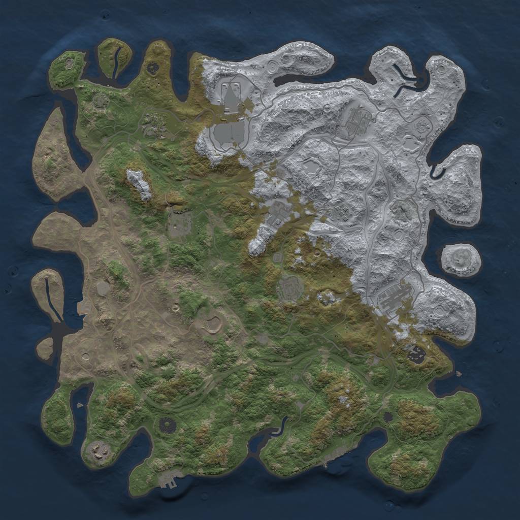 Rust Map: Procedural Map, Size: 4500, Seed: 907419, 19 Monuments