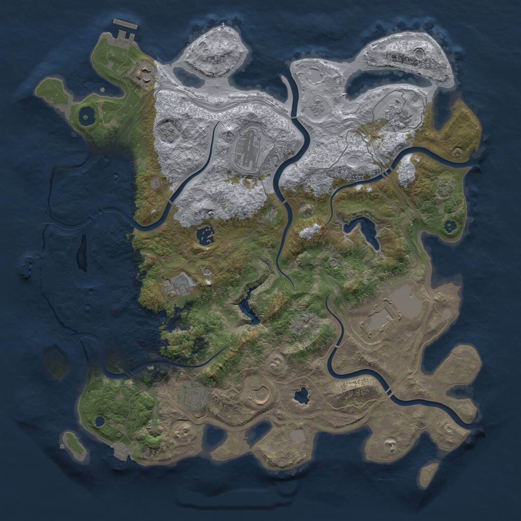 Rust Map: Procedural Map, Size: 4250, Seed: 1253633842, 15 Monuments