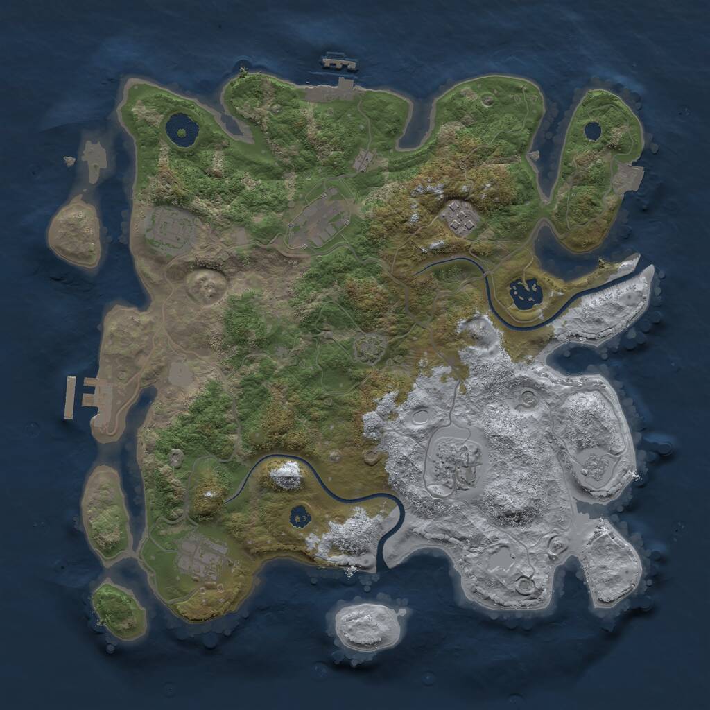 Rust Map: Procedural Map, Size: 3300, Seed: 1401212497, 12 Monuments