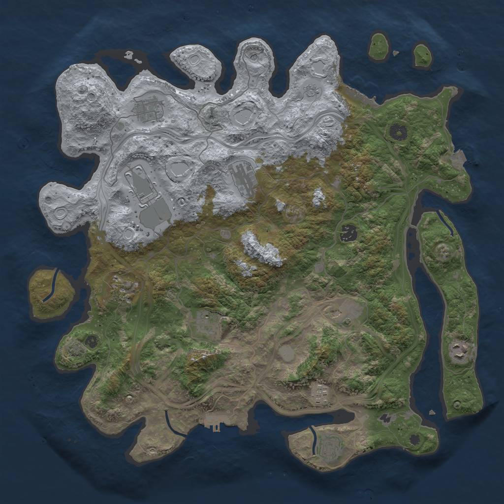 Rust Map: Procedural Map, Size: 4250, Seed: 1050812000, 18 Monuments