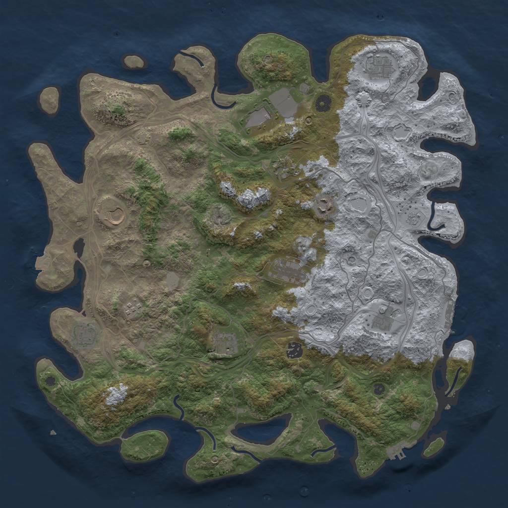 Rust Map: Procedural Map, Size: 4500, Seed: 777656555, 19 Monuments