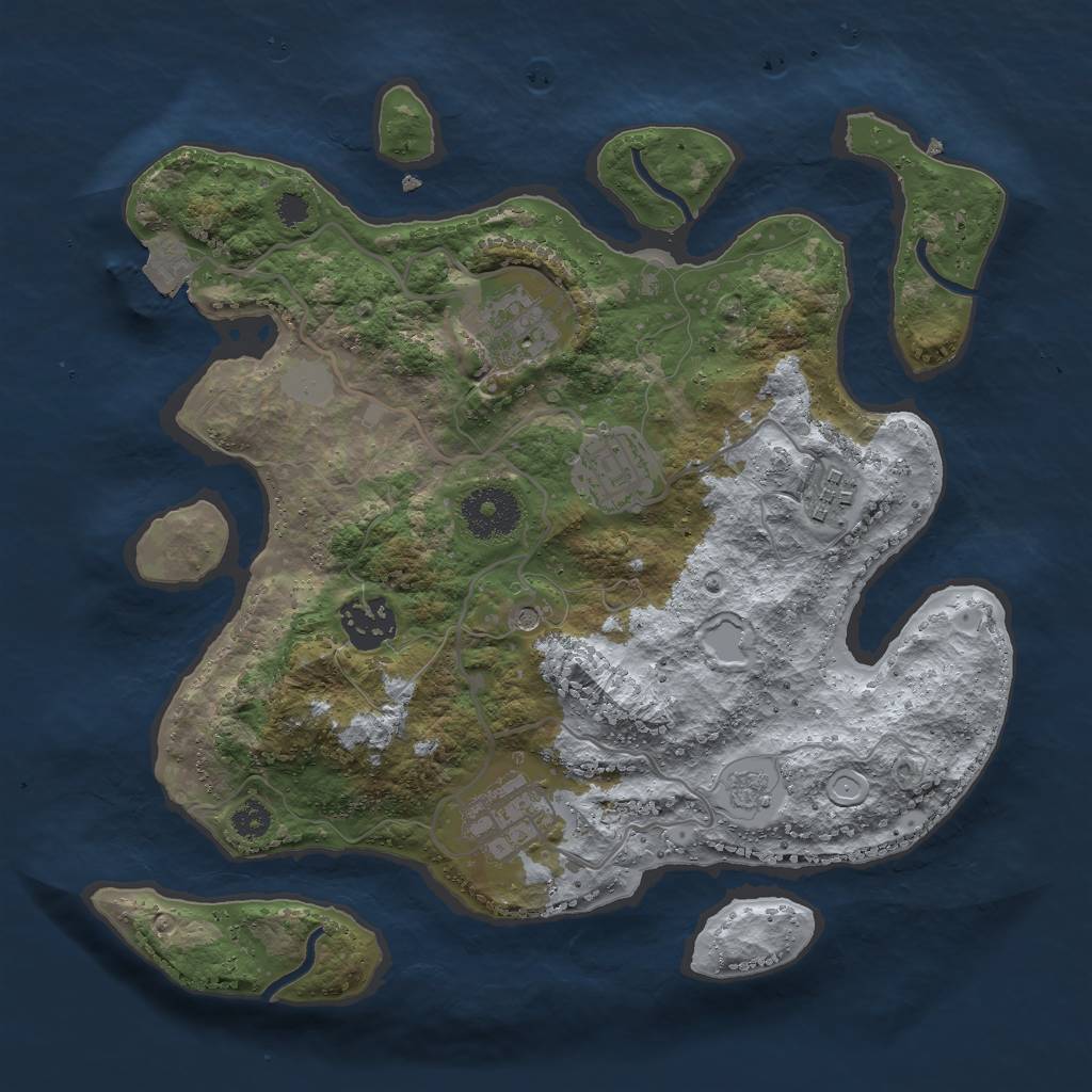 Rust Map: Procedural Map, Size: 3000, Seed: 4516, 10 Monuments