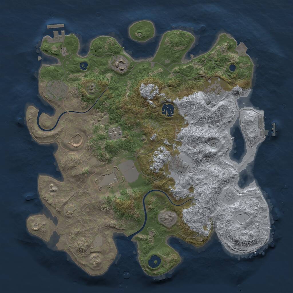 Rust Map: Procedural Map, Size: 3500, Seed: 329146343, 14 Monuments