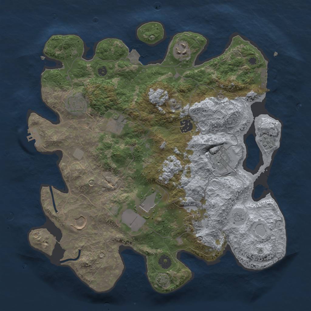 Rust Map: Procedural Map, Size: 3500, Seed: 329146343, 17 Monuments