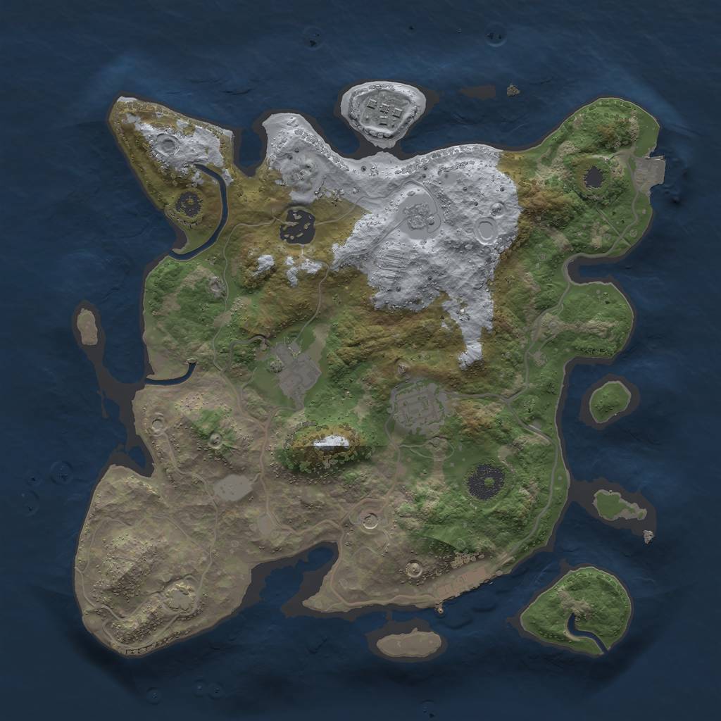 Rust Map: Procedural Map, Size: 3000, Seed: 8654703, 11 Monuments