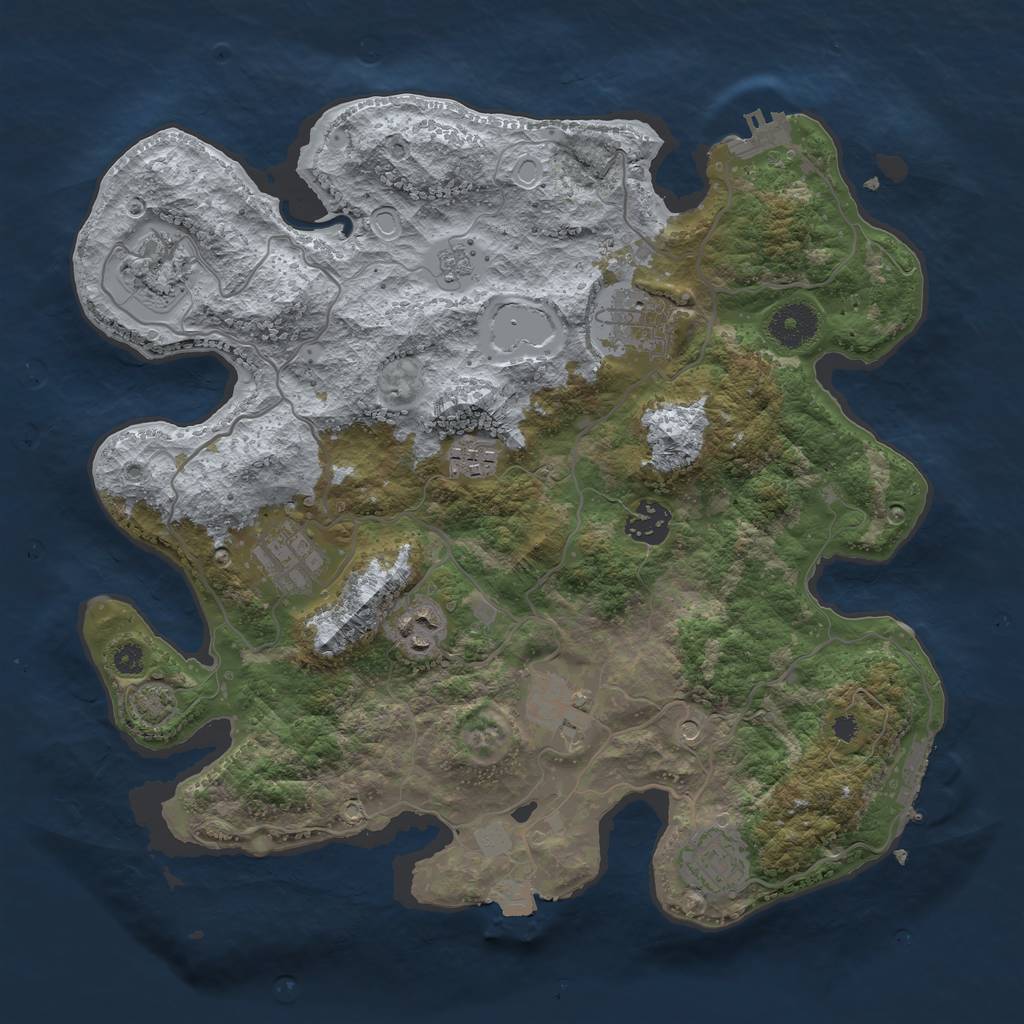 Rust Map: Procedural Map, Size: 3450, Seed: 10197356, 16 Monuments