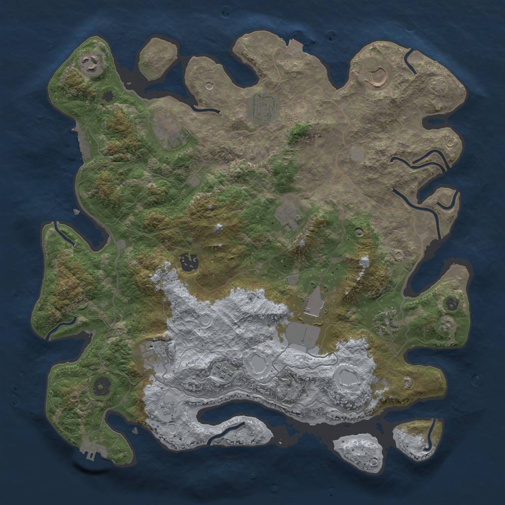 Rust Map: Procedural Map, Size: 4000, Seed: 202405031, 18 Monuments