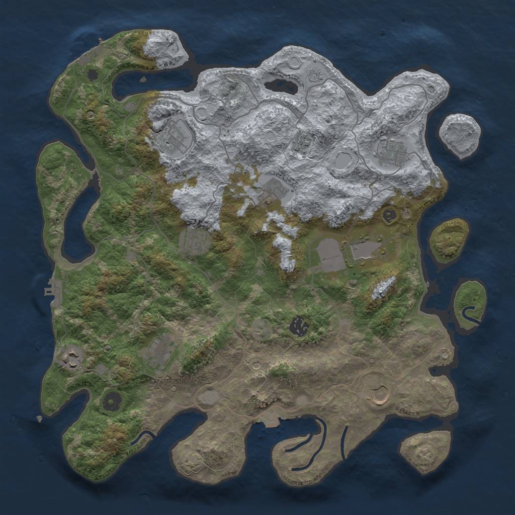 Rust Map: Procedural Map, Size: 4000, Seed: 394702, 18 Monuments