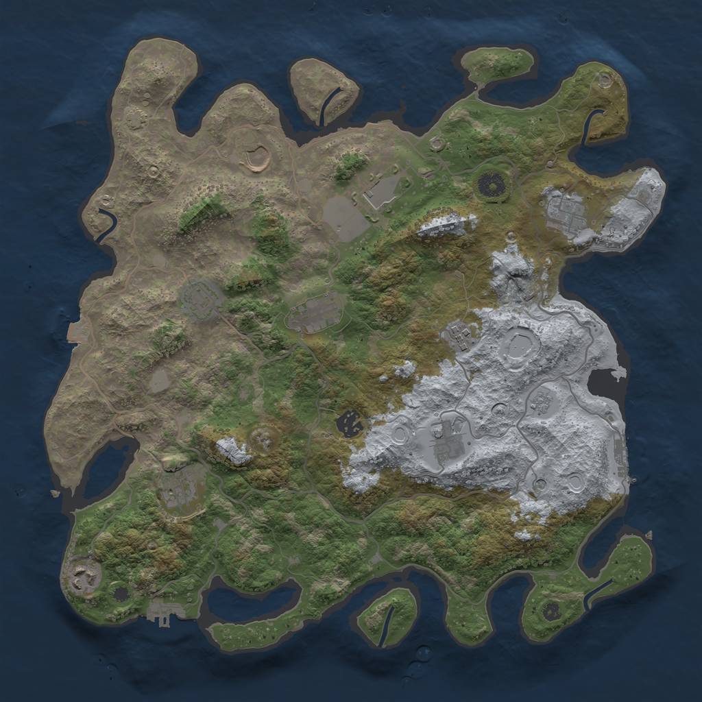 Rust Map: Procedural Map, Size: 4000, Seed: 1958451841, 18 Monuments
