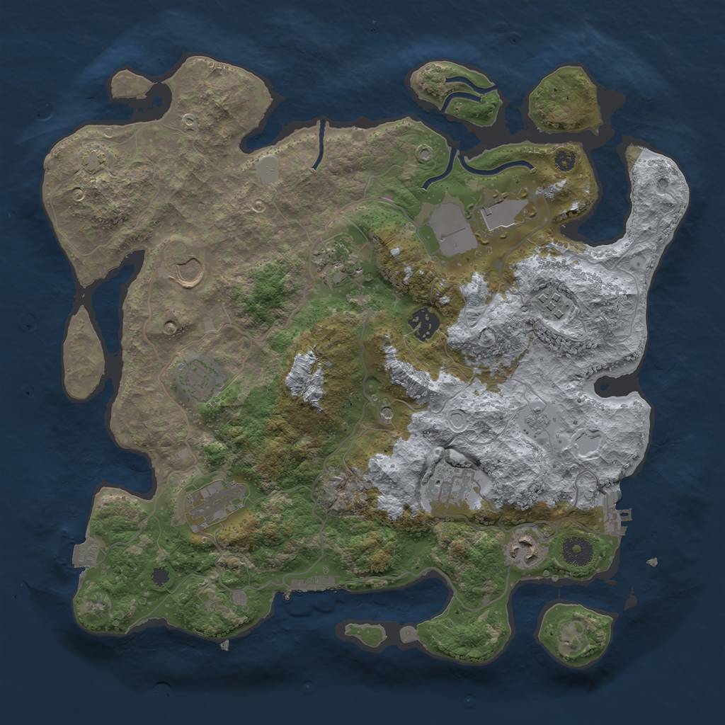 Rust Map: Procedural Map, Size: 3600, Seed: 669, 17 Monuments