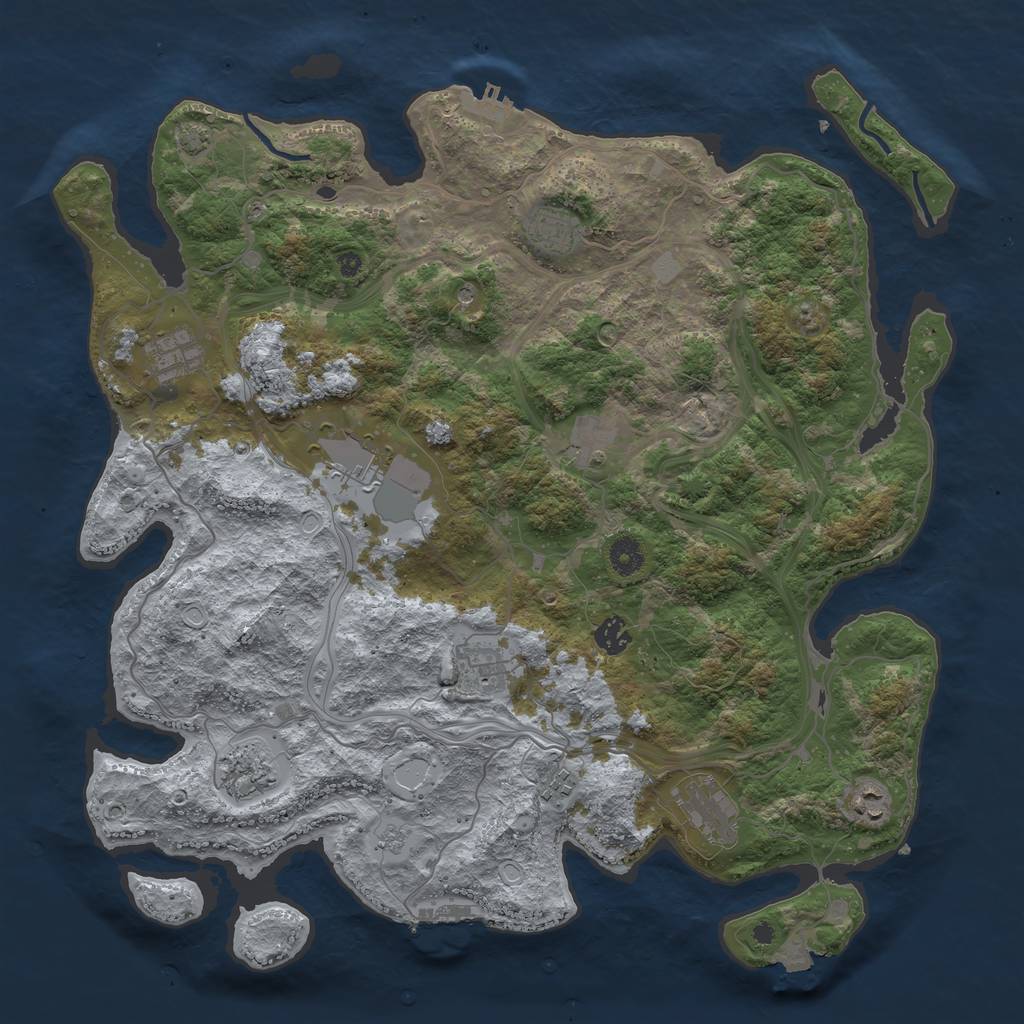 Rust Map: Procedural Map, Size: 4250, Seed: 1279010381, 18 Monuments