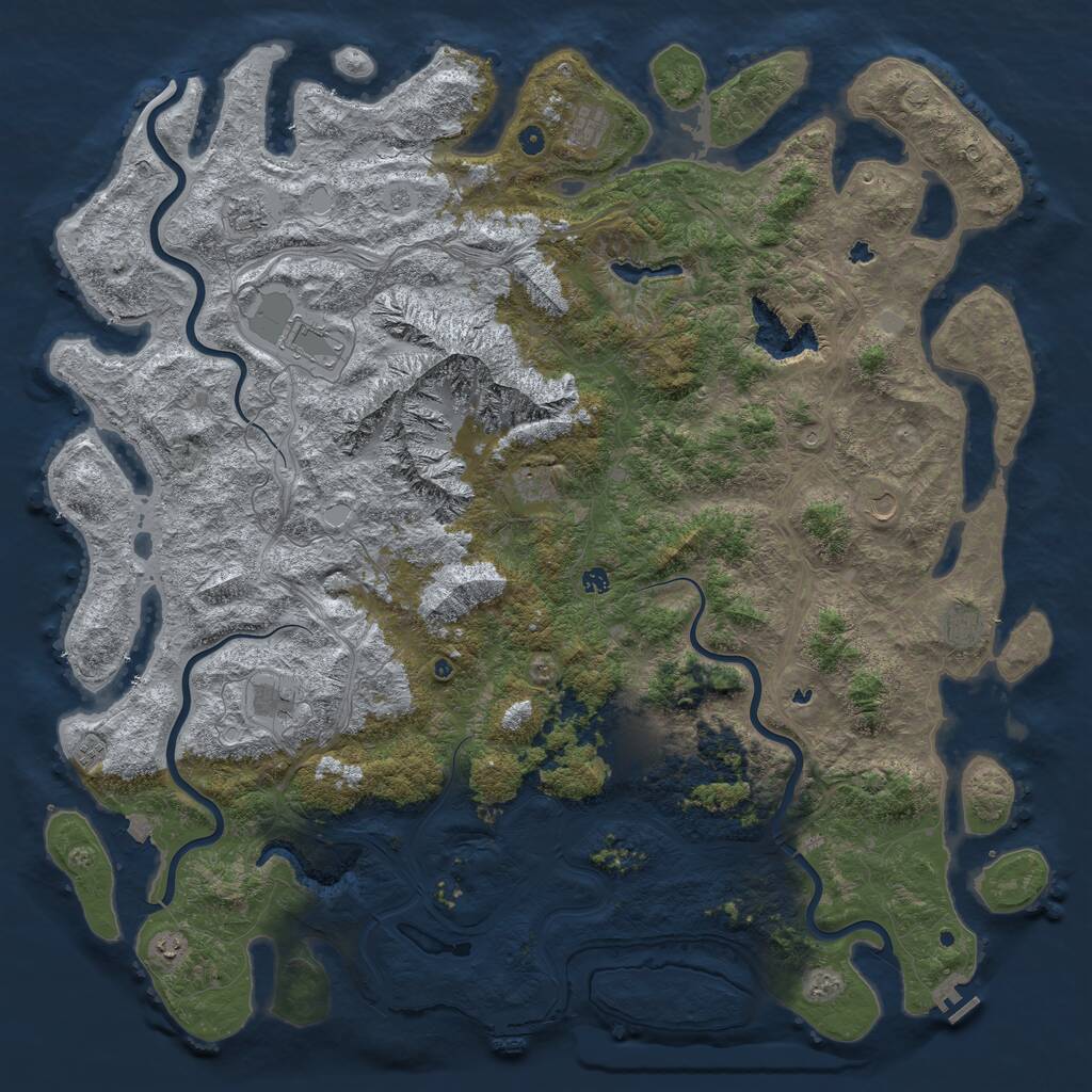 Rust Map: Procedural Map, Size: 6000, Seed: 328423181, 17 Monuments
