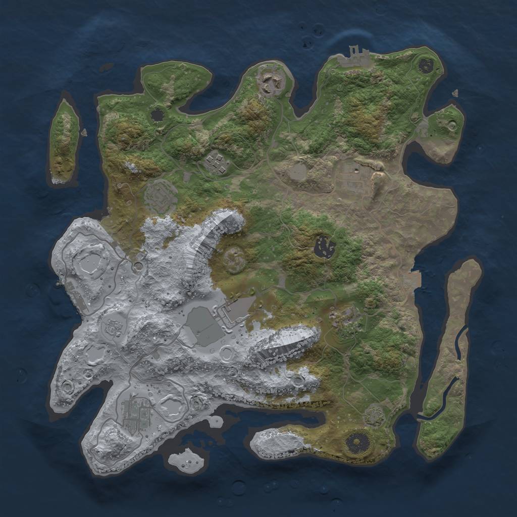 Rust Map: Procedural Map, Size: 3500, Seed: 231390968, 16 Monuments