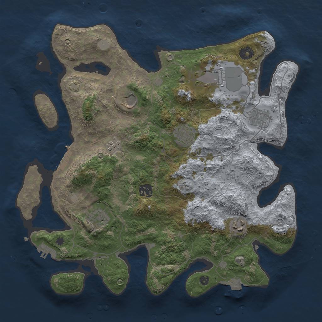 Rust Map: Procedural Map, Size: 3500, Seed: 193743319, 16 Monuments