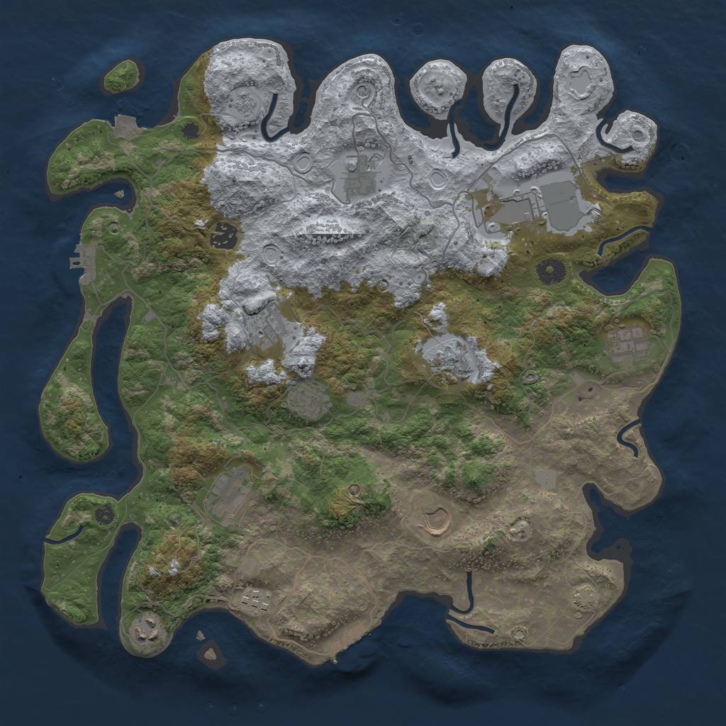 Rust Map: Procedural Map, Size: 3950, Seed: 28521203, 19 Monuments
