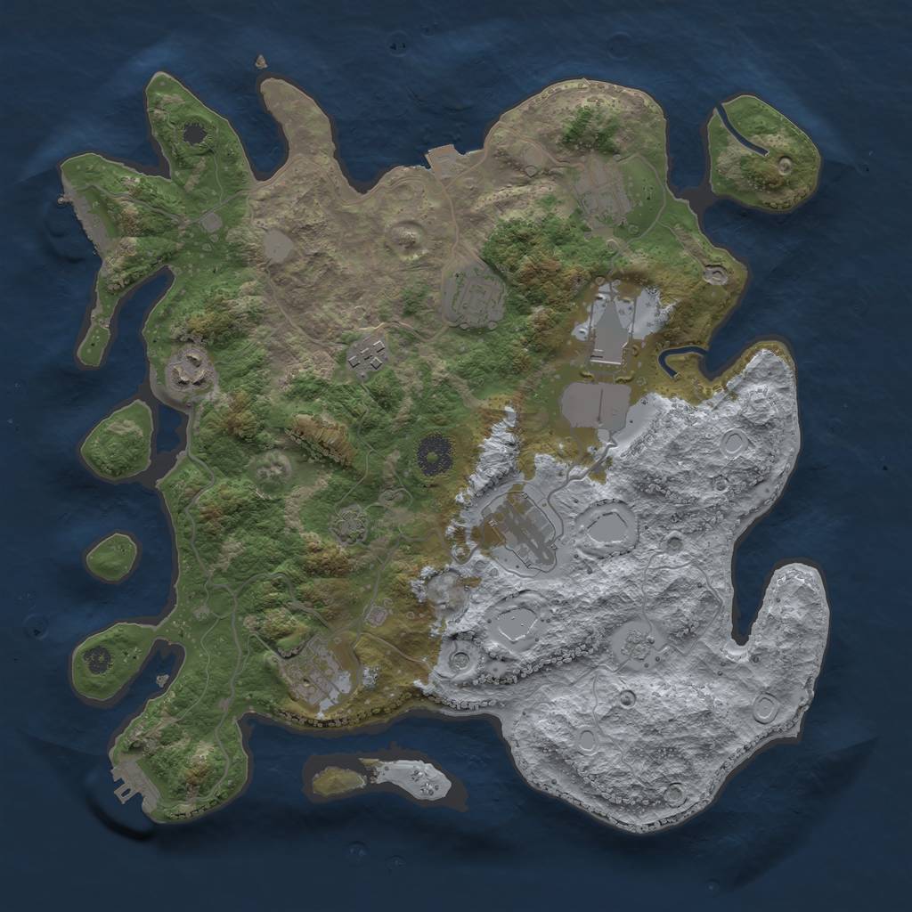 Rust Map: Procedural Map, Size: 3500, Seed: 715820164, 15 Monuments