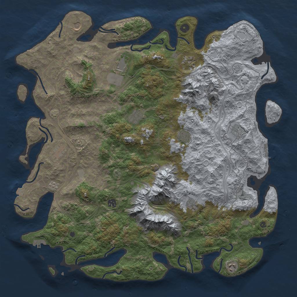 Rust Map: Procedural Map, Size: 5000, Seed: 4567938, 19 Monuments