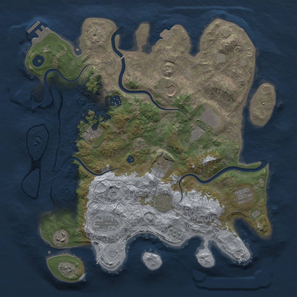 Rust Map: Procedural Map, Size: 3800, Seed: 2551583, 15 Monuments