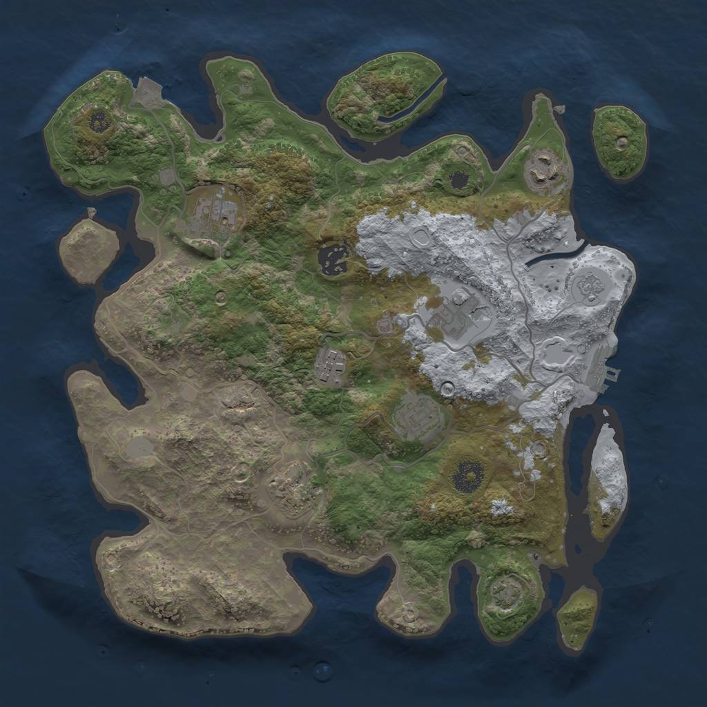 Rust Map: Procedural Map, Size: 3300, Seed: 1450749996, 13 Monuments