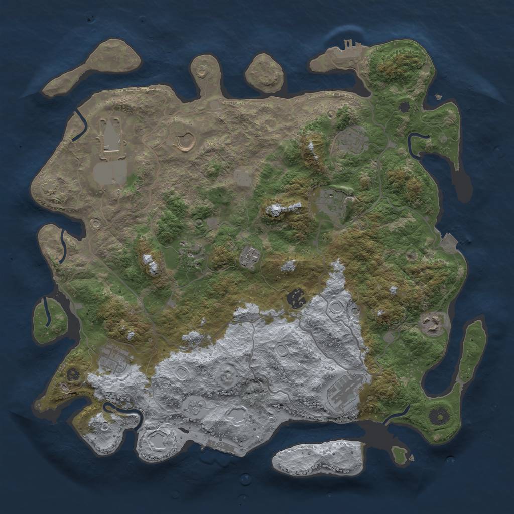 Rust Map: Procedural Map, Size: 4000, Seed: 1507423909, 18 Monuments