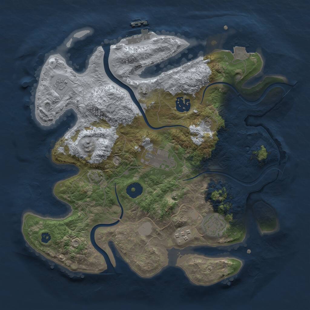 Rust Map: Procedural Map, Size: 3000, Seed: 2029806322, 9 Monuments