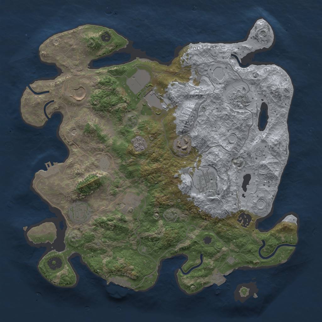 Rust Map: Procedural Map, Size: 3500, Seed: 1215873728, 17 Monuments