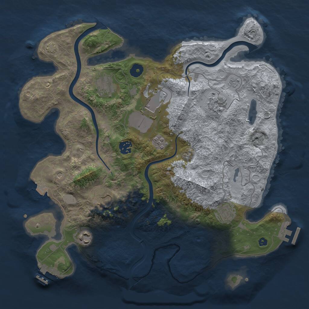 Rust Map: Procedural Map, Size: 3500, Seed: 1215873728, 14 Monuments