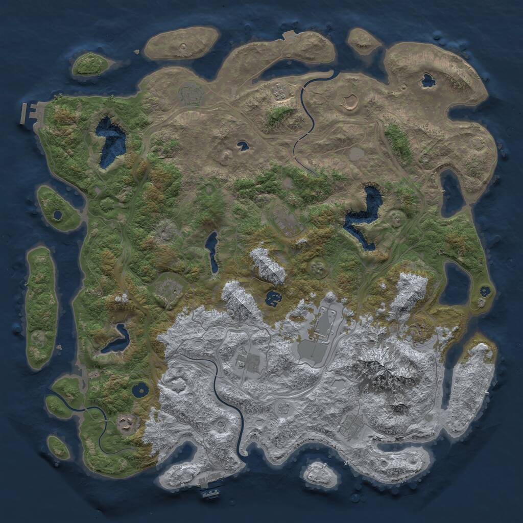 Rust Map: Procedural Map, Size: 5000, Seed: 1291448826, 17 Monuments