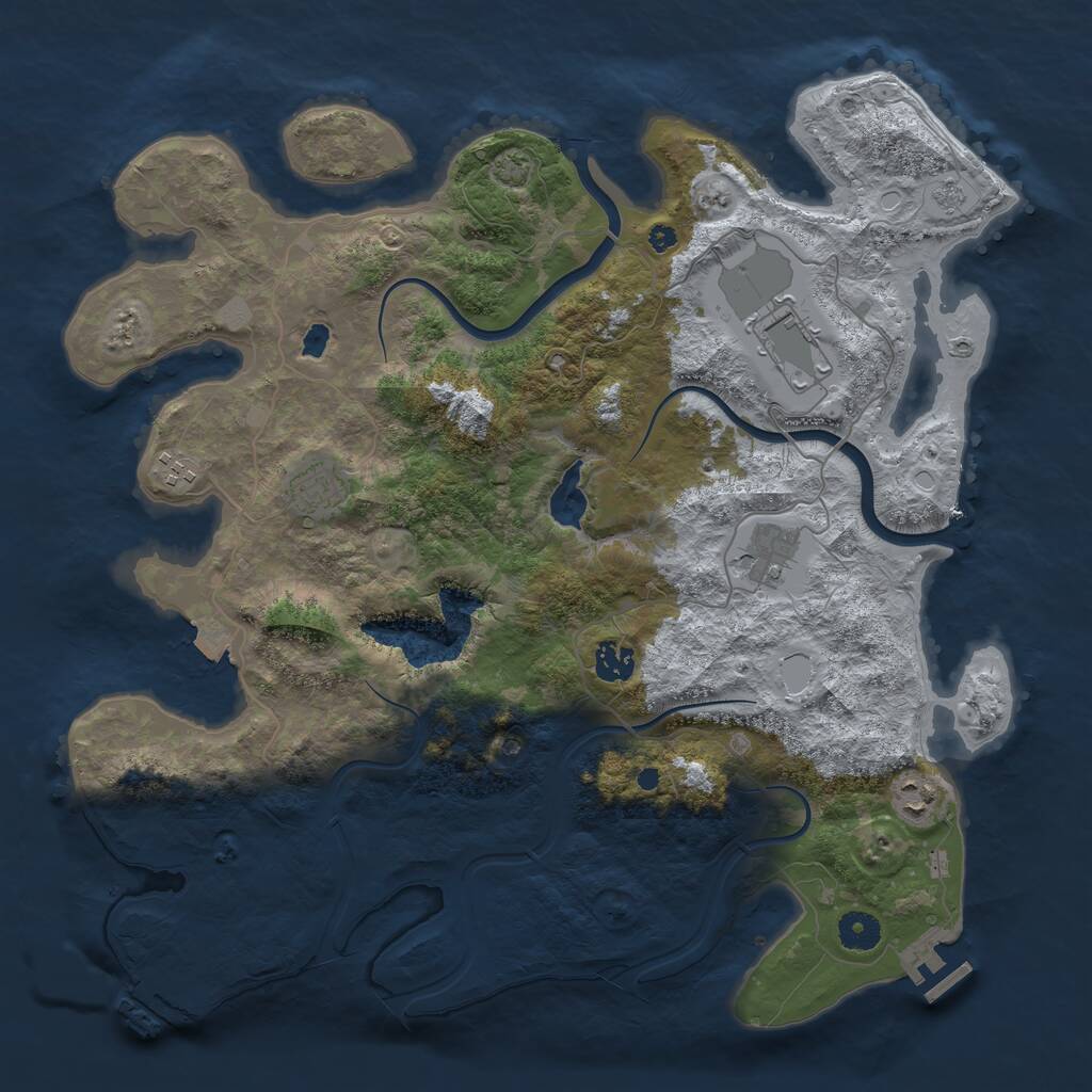 Rust Map: Procedural Map, Size: 4000, Seed: 854325588, 12 Monuments