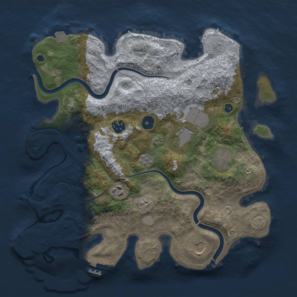 Rust Map: Procedural Map, Size: 3500, Seed: 990286, 12 Monuments