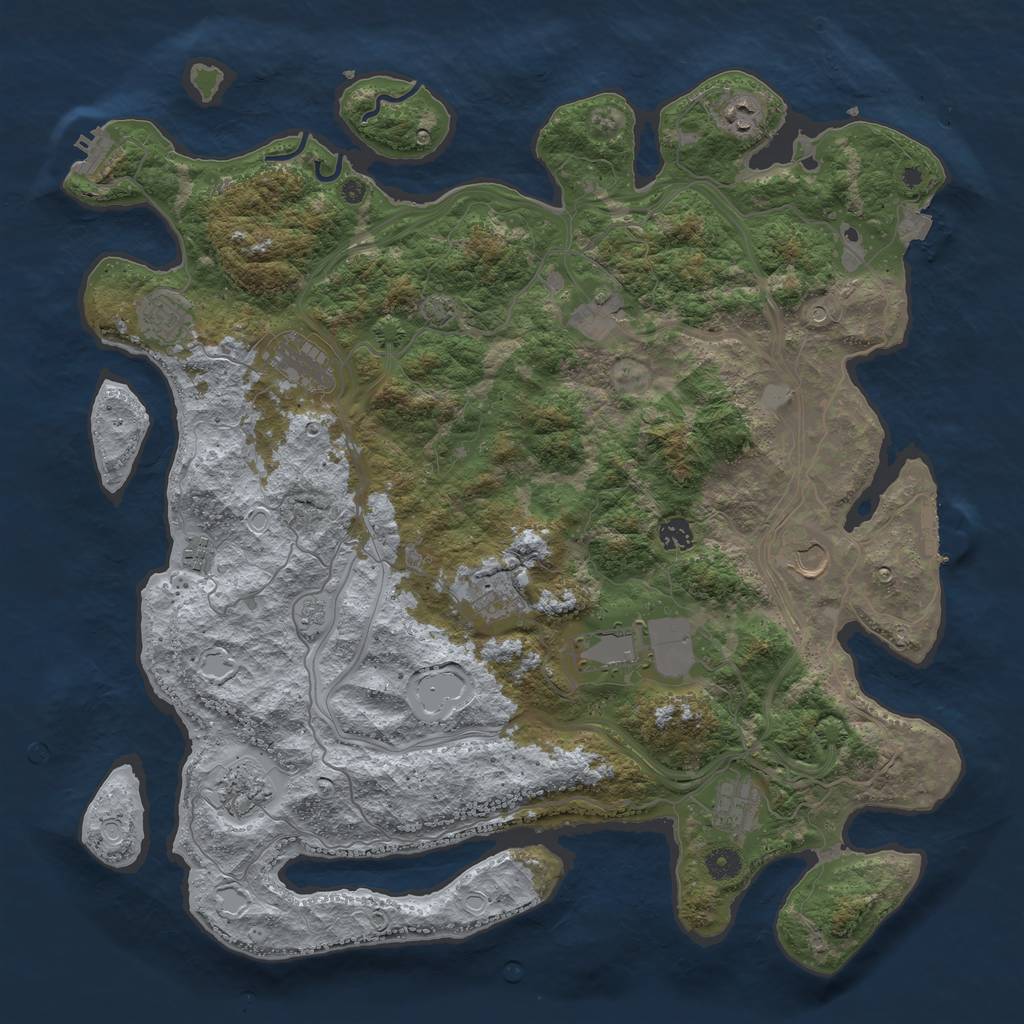 Rust Map: Procedural Map, Size: 4500, Seed: 479354, 19 Monuments