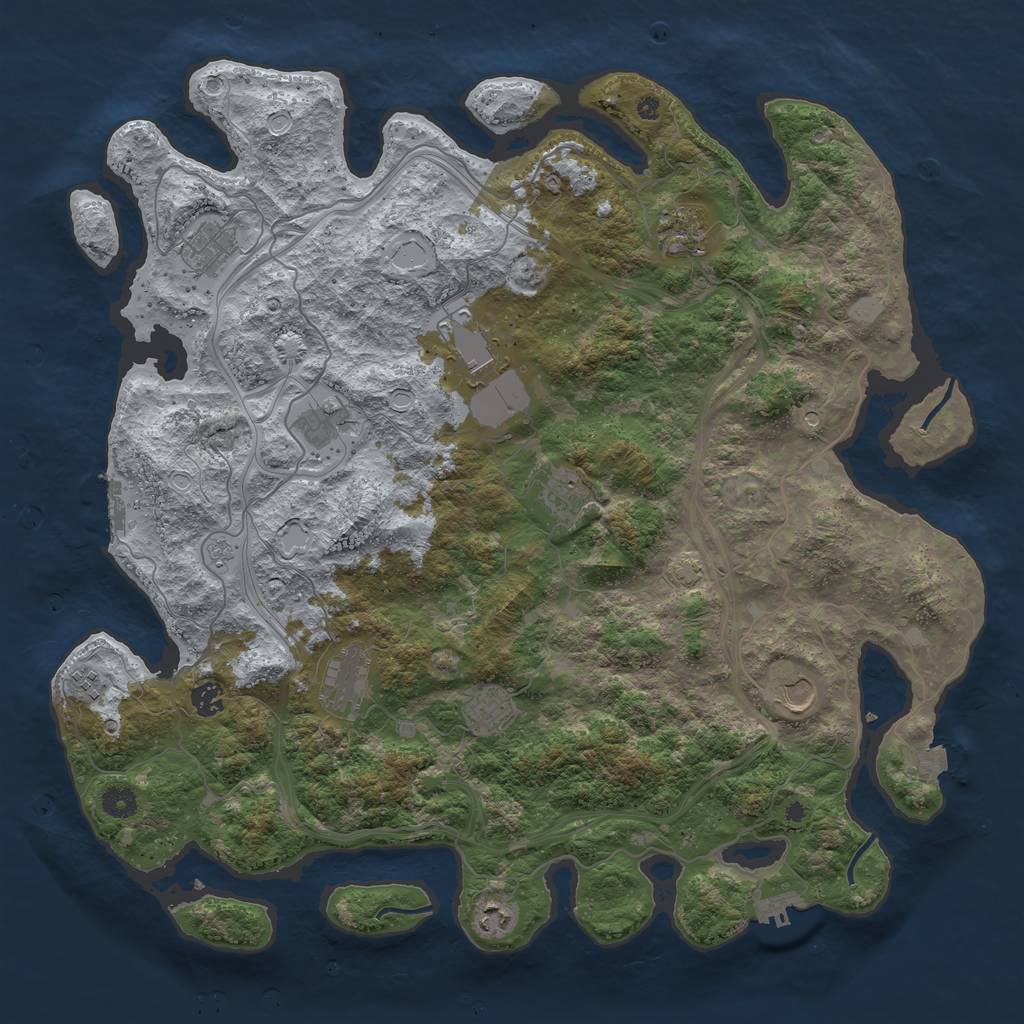 Rust Map: Procedural Map, Size: 4500, Seed: 354577586, 19 Monuments