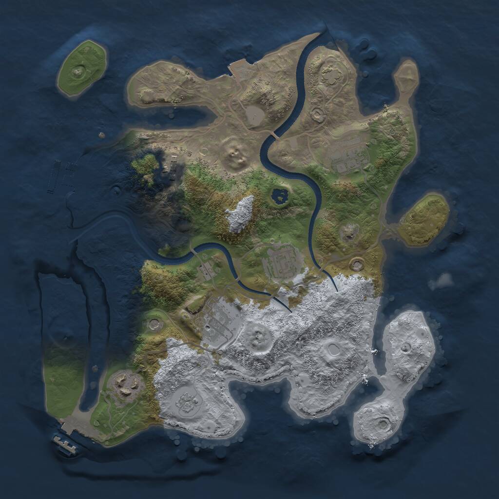 Rust Map: Procedural Map, Size: 3000, Seed: 3529, 11 Monuments
