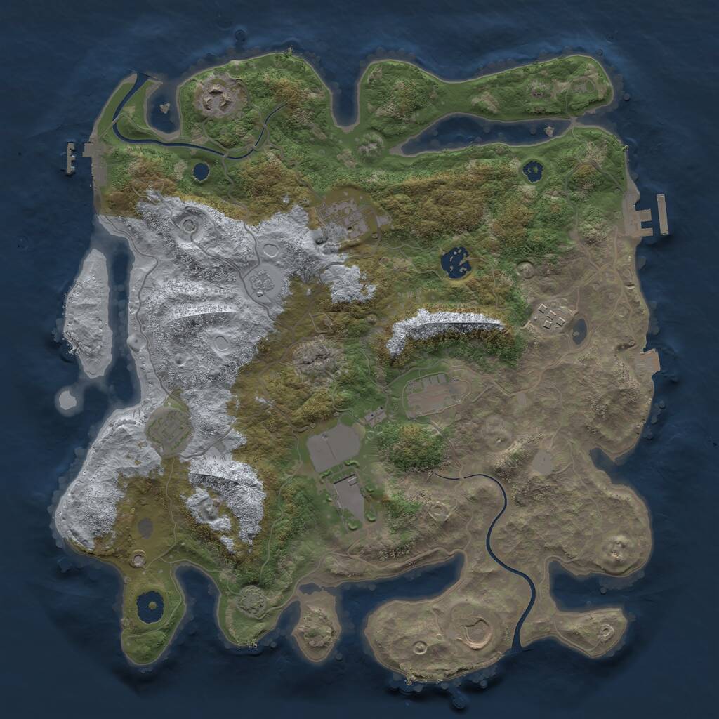 Rust Map: Procedural Map, Size: 3600, Seed: 1408420257, 14 Monuments