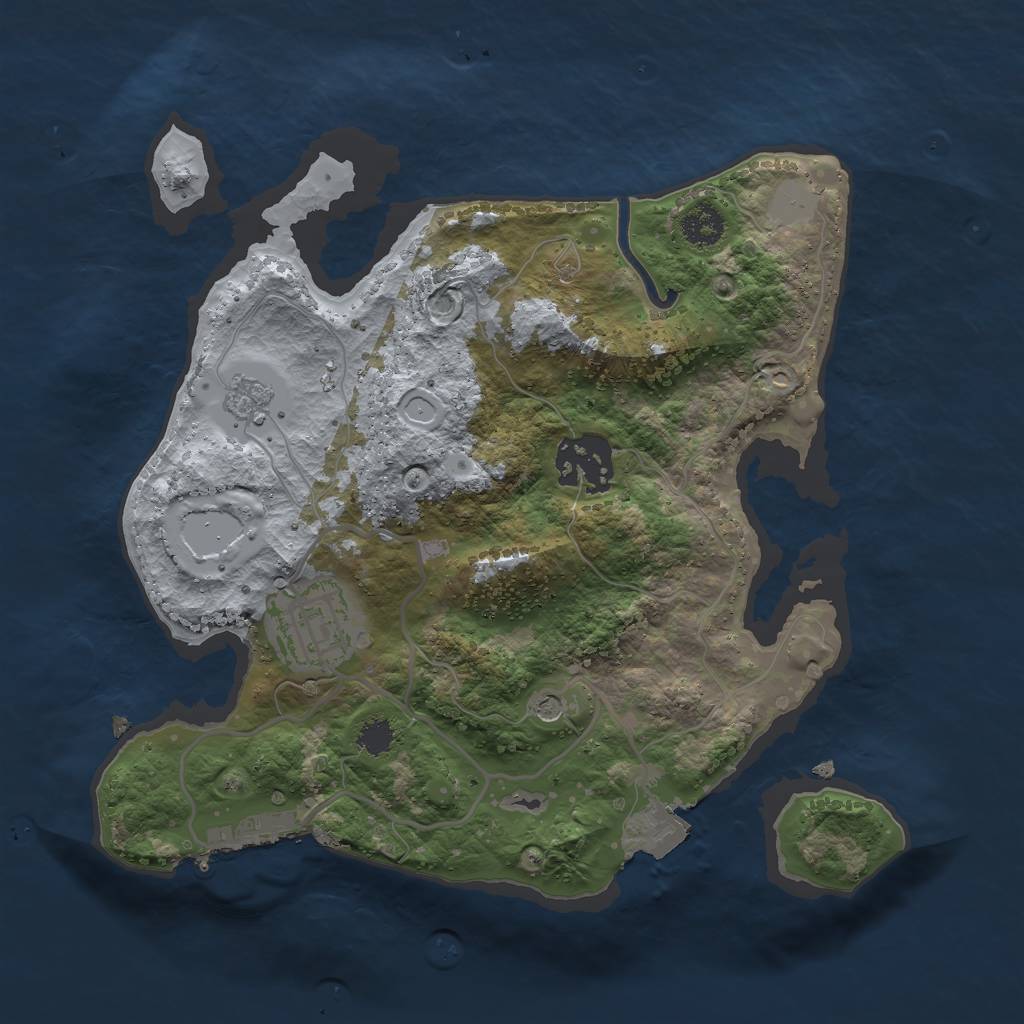 Rust Map: Procedural Map, Size: 2500, Seed: 1807859601, 8 Monuments