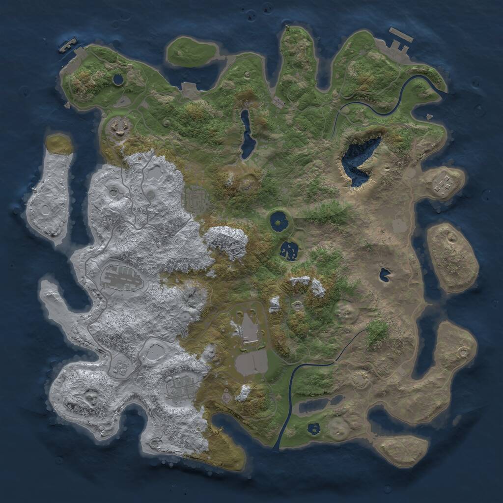 Rust Map: Procedural Map, Size: 4000, Seed: 553549434, 13 Monuments