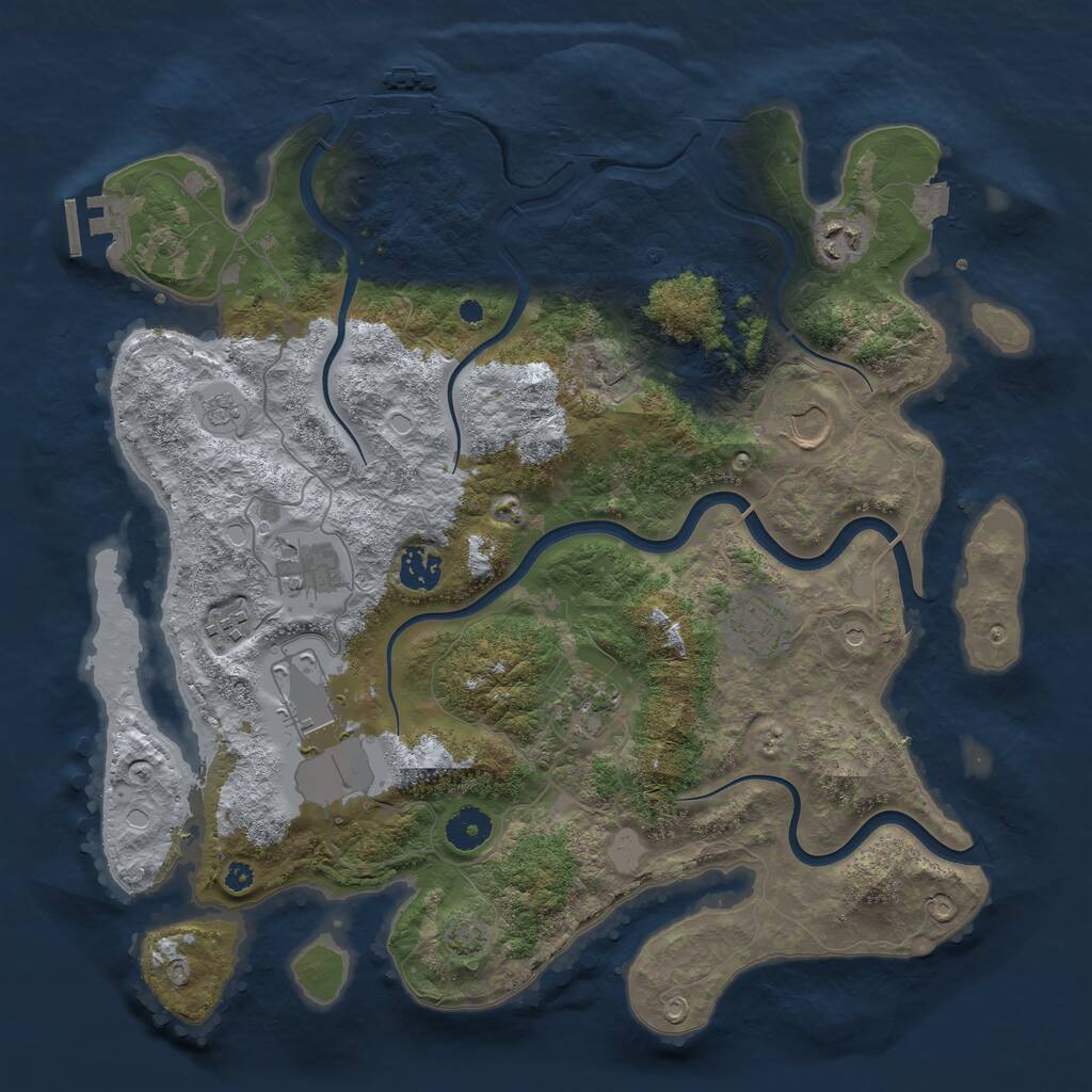 Rust Map: Procedural Map, Size: 3800, Seed: 199520021, 14 Monuments