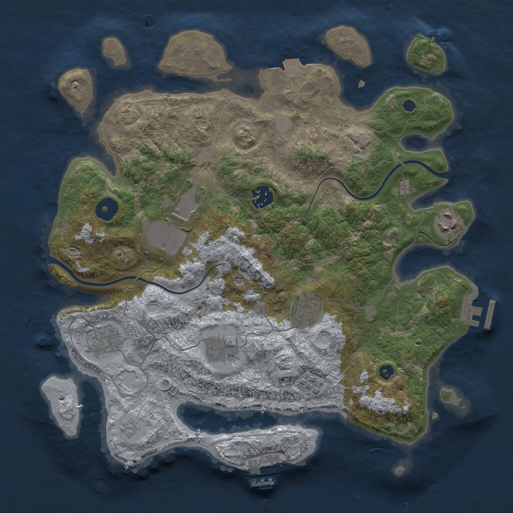 Rust Map: Procedural Map, Size: 3500, Seed: 1685467123, 13 Monuments